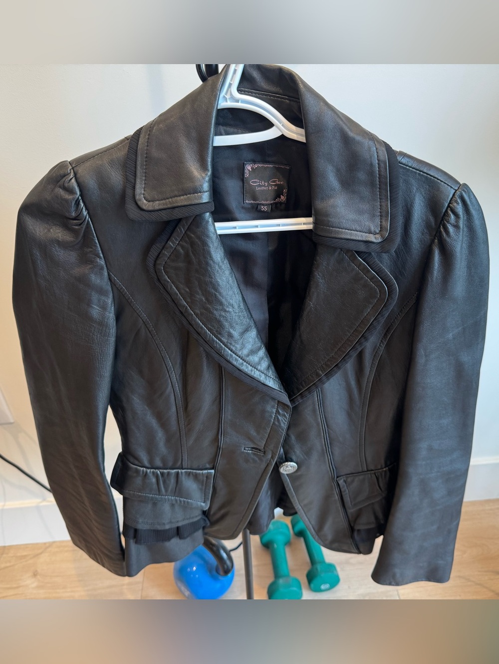 City Gee Black Leather Tailored Women's Blazer Jacket